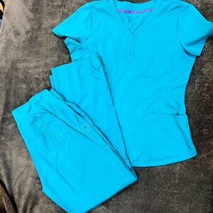Teal Healing Hands Purple Label Medium scrub set